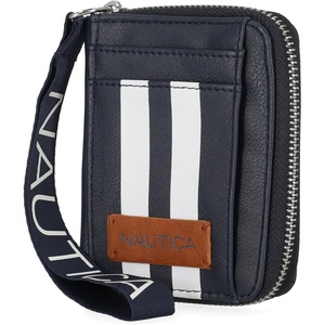 Nautica Everglades Small Wallet for Women, Compact Thin Wristlet, Credit Card Wallet with ID Window, Zippered Coin Purse, Black(Indigo (Racing-Stripe))