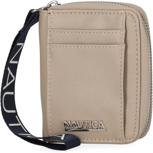 Nautica Everglades Small Wallet for Women, Compact Thin Wristlet, Credit Card Wallet with ID Window, Zippered Coin Purse, Black(Taupe)