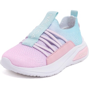 Nautica Girls Athletic Slip-On Sneakers, Comfortable Bungee Running Shoes, Stylish Tennis Footwear for Active Kids, Big Kid, Little Kid, Toddler(Pink Blue Lilac)