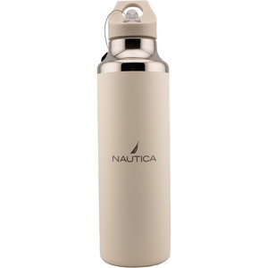 Nautica Insulated 21oz Sleek Stainless Steel Water Bottle with Flip Lid Straw, Leakproof, BPA-Free, Wide Mouth, Keeps Drinks Hot or Cold, Sports Bottle Ideal for Gym, Hiking and Travel (BLACK)(Taupe)