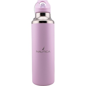 Nautica Insulated 21oz Sleek Stainless Steel Water Bottle with Flip Lid Straw, Leakproof, BPA-Free, Wide Mouth, Keeps Drinks Hot or Cold, Sports Bottle Ideal for Gym, Hiking and Travel (BLACK)(PASTEL PINK)