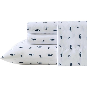 Nautica Kids – Twin XL Sheet Set, Ultra-Soft Microfiber Bedding with Fully Elastic Fitted Sheet, Coastal Kids Bed Set with Pillowcase, Easy Care Bedding (Caspian Whales)(Caspian Whales Navy)