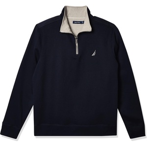 Nautica Men’s 1/4 Zip Pieced Fleece Sweatshirt(Navy)