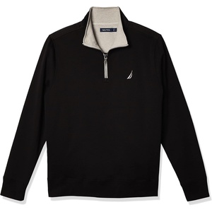 Nautica Men’s 1/4 Zip Pieced Fleece Sweatshirt(True Black)