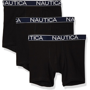 Nautica Men’s 3-Pack Classic Cotton Stretch Boxer Briefs(Black)
