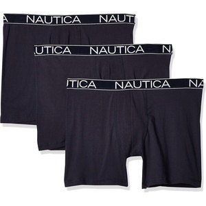 Nautica Men’s 3-Pack Classic Cotton Stretch Boxer Briefs(Peacoat)