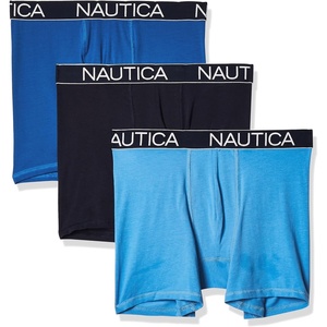Nautica Men’s 3-Pack Classic Cotton Stretch Boxer Briefs(Peacoat/Sea Cobalt/Aero Blue)