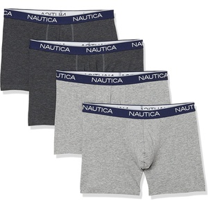 Nautica Men’s 4 Pack Heather Stretch Boxer Briefs(2 Charcoal Heather/2 Light Grey Heather)