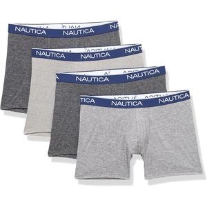Nautica Men’s 4 Pack Heather Stretch Boxer Briefs(2-black/Charcoal/Heather Grey)