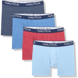 Nautica Men’s 4 Pack Heather Stretch Boxer Briefs(Blue  Red  Gray  Sea Mist Red Heather)