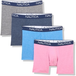 Nautica Men’s 4 Pack Heather Stretch Boxer Briefs(Peacoat/Indigo/Charcoal/Oasis Pink Heather)