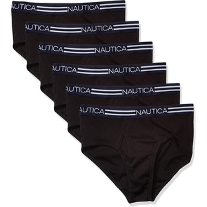 Nautica Men’s 6 Pack Classic Cotton Fly Front Briefs(Black- 6 Pack)