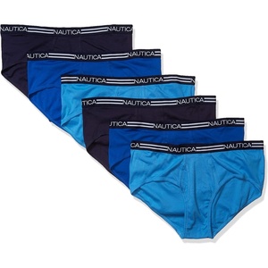 Nautica Men’s 6 Pack Classic Cotton Fly Front Briefs(Peacoat/Aero Blue/Sea Cobalt- 6 Pack)