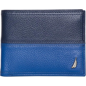 Nautica Men’s Bifold Leather Wallet | RFID Blocking | ID Window | Card Slots | Organization | Durable | Stylish(Cobalt Blue)
