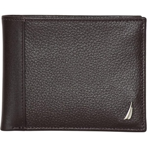 Nautica Men’s Bifold Leather Wallet | RFID Blocking | ID Window | Card Slots | Organization | Durable | Stylish(J-Class – Brown)