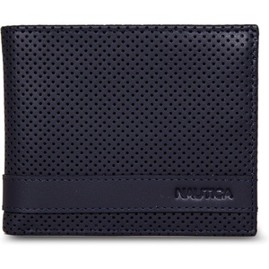 Nautica Men’s Bifold Leather Wallet | RFID Blocking | ID Window | Card Slots | Organization | Durable | Stylish(Perforated – Navy)