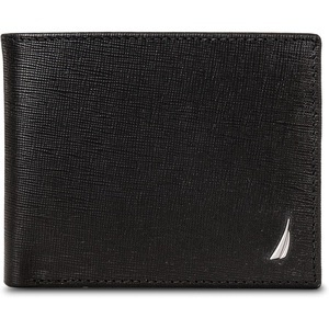 Nautica Men’s Bifold Leather Wallet | RFID Blocking | ID Window | Card Slots | Organization | Durable | Stylish(Saffiano – Black)