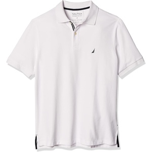 Nautica Men’s Big and Tall Classic Fit Short Sleeve Solid Performance Deck Polo Shirt(Bright White)