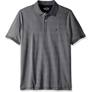 Nautica Men’s Big and Tall Classic Fit Short Sleeve Solid Performance Deck Polo Shirt(Charcoal Heather)
