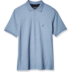 Nautica Men’s Big and Tall Classic Fit Short Sleeve Solid Performance Deck Polo Shirt(Deep Anchor Heather)