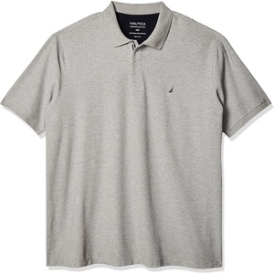 Nautica Men’s Big and Tall Classic Fit Short Sleeve Solid Performance Deck Polo Shirt(Grey Heather)