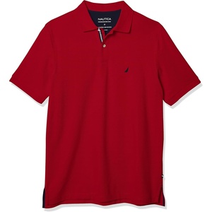 Nautica Men’s Big and Tall Classic Fit Short Sleeve Solid Performance Deck Polo Shirt(Nautica Red)