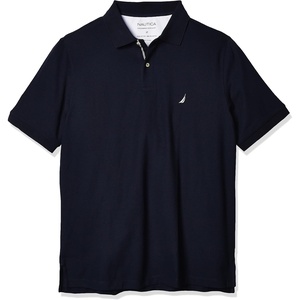 Nautica Men’s Big and Tall Classic Fit Short Sleeve Solid Performance Deck Polo Shirt(Navy)