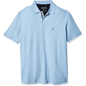 Nautica Men’s Big and Tall Classic Fit Short Sleeve Solid Performance Deck Polo Shirt(Noon Blue)