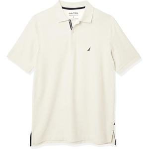 Nautica Men’s Big and Tall Classic Fit Short Sleeve Solid Performance Deck Polo Shirt(Sail Cream)