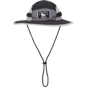 Nautica Mens Boonie Hat – Lightweight UV Protection Wide Brim Mainsail Safari Fishing Hat for Men with Adjustable Strap(Black)