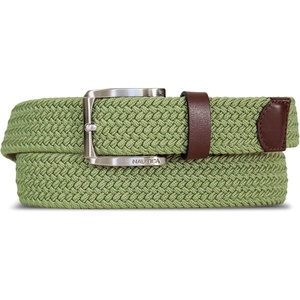 Nautica Men’s Casual Leather Belt | Everyday | Classic | Pants | Jeans | Khakis | Chinos | Metal Buckle(Braided Webbing – Moss)