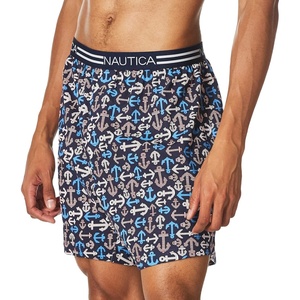 Nautica Men’s Classic Cotton Loose Knit Boxer(Nautical Anchor/Peacoat)