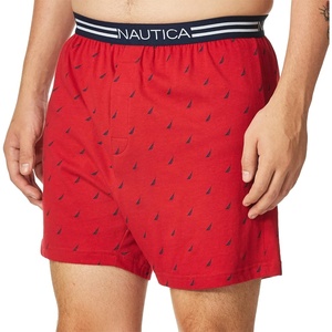 Nautica Men’s Classic Cotton Loose Knit Boxer(Sails/Nautica Red)