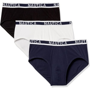 Nautica Men’s Classic Cotton Stretch 3-Pack Briefs(Black/Peacoat/White)