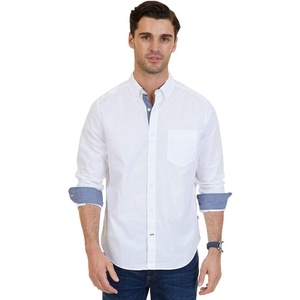 Nautica Men’s Classic Fit Stretch Solid Long Sleeve Button Down Shirt(Marshmallow)