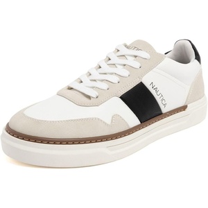 Nautica Men’s Classic Lace-Up Low Top Fashion Sneaker Loafer – Stylish and Comfortable Casual Shoe(White Black-spence)