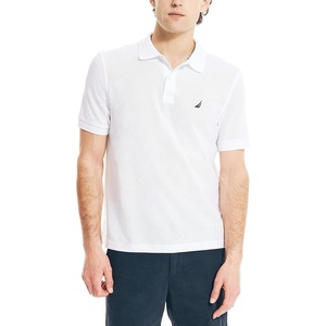 Nautica Men’s Classic Short Sleeve Solid Performance Deck Polo Shirt(Bright White)