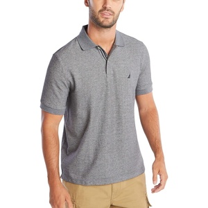 Nautica Men’s Classic Short Sleeve Solid Performance Deck Polo Shirt(Charcoal Heather)