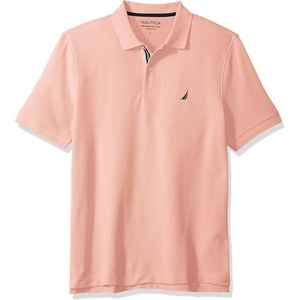 Nautica Men’s Classic Short Sleeve Solid Performance Deck Polo Shirt(Coral Sands)