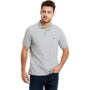Nautica Men’s Classic Short Sleeve Solid Performance Deck Polo Shirt(Grey (Basic Polo))