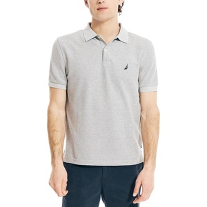 Nautica Men’s Classic Short Sleeve Solid Performance Deck Polo Shirt(Grey Heather)