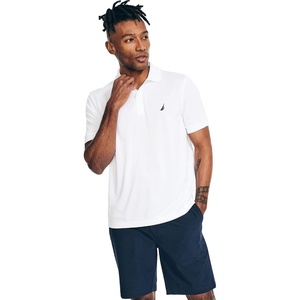 Nautica Men’s Classic Short Sleeve Solid Performance Deck Polo Shirt(Navtech Performance White.)
