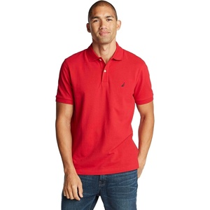 Nautica Men’s Classic Short Sleeve Solid Performance Deck Polo Shirt(Red (Basic Polo))