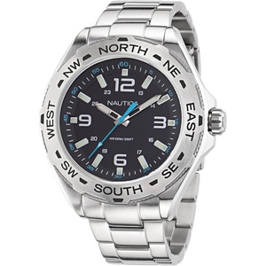 Nautica Men’s Clearwater Beach Watch(Silver/Black/Silver)