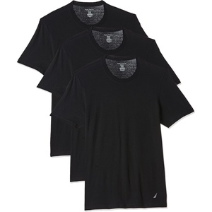 Nautica Mens Cotton Crew Neck 3-Pack T-Shirts(Black New)