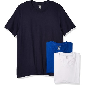 Nautica Mens Cotton Crew Neck 3-Pack T-Shirts(Peacoat/Cobalt/White)