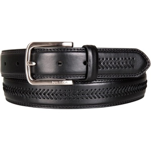 Nautica Men’s Dress Leather Belt for Suits and Pants | Classic | Business | Fashion | Adjustable | Metal Buckle(Leather Laced – Black)