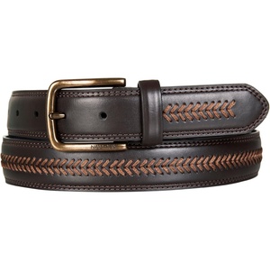 Nautica Men’s Dress Leather Belt for Suits and Pants | Classic | Business | Fashion | Adjustable | Metal Buckle(Leather Laced – Brown)