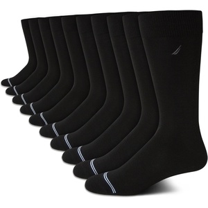 Nautica Mens Dress Socks – 10 Pack Breathable Stretch Crew Socks for Men for Work Business and Formal Wear (Sizes: 6-12.5)(Black Flat Knit)