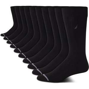 Nautica Mens Dress Socks – 10 Pack Breathable Stretch Crew Socks for Men for Work Business and Formal Wear (Sizes: 6-12.5)(Black Logo)